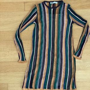 Zara Metallic Long-sleeve Short Dress